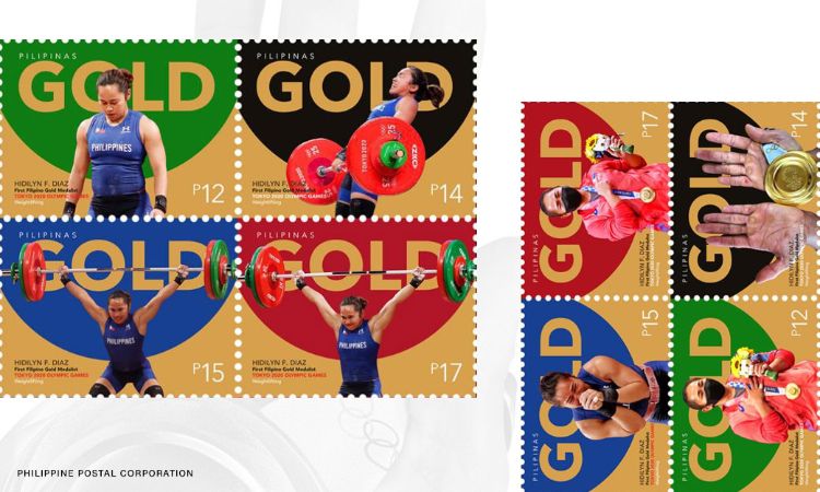 The Philippine Postal Corporation (PHLPOST) launched commemorative stamps paying tribute to weightlifter Hidilyn Diaz, who won the country's first Olympic gold medal. (FILE PHOTO)
